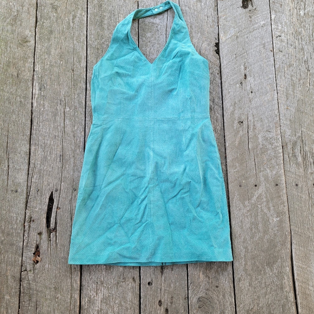 Vntg. Newport News Leather Halter Dress